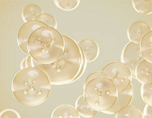 Des bulles translucides flottent sur un fond creme, evoquant une atmosphere legere et aerienne.